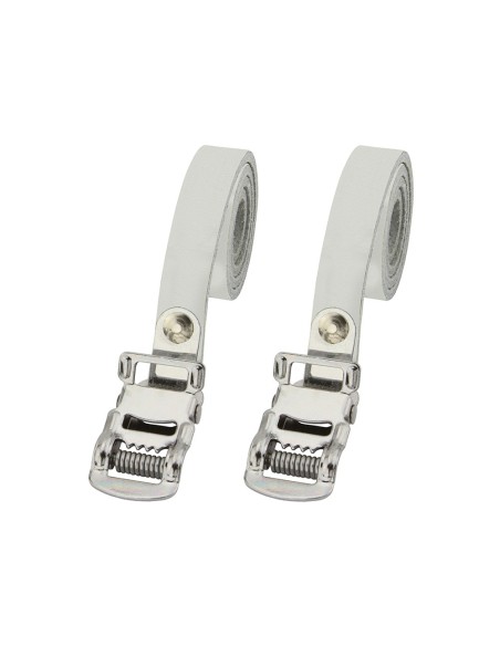 Leather Toe Straps White.